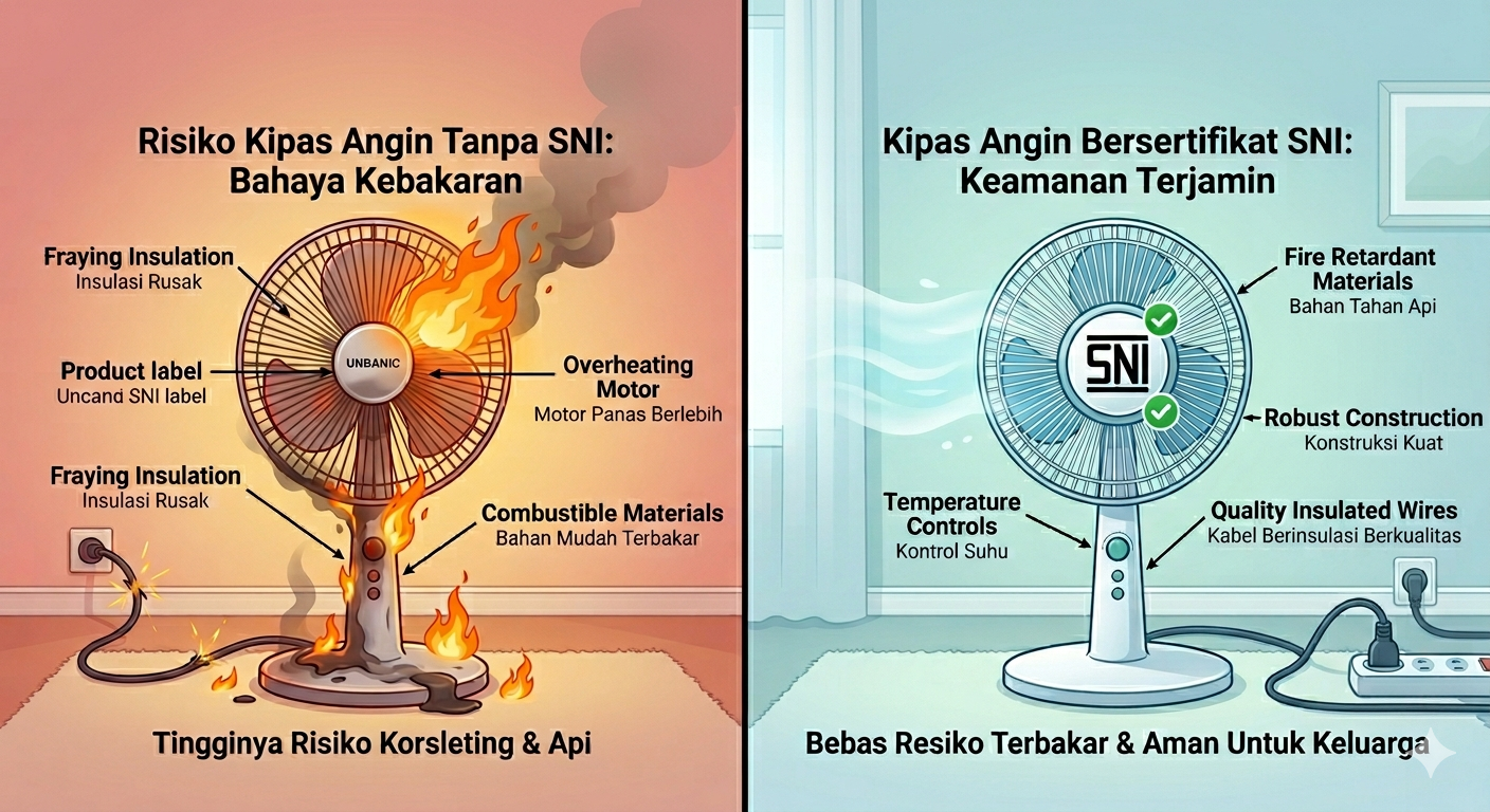 Sertifikasi SNI Kipas Angin: Solusi Hindari Risiko Produk Terbakar