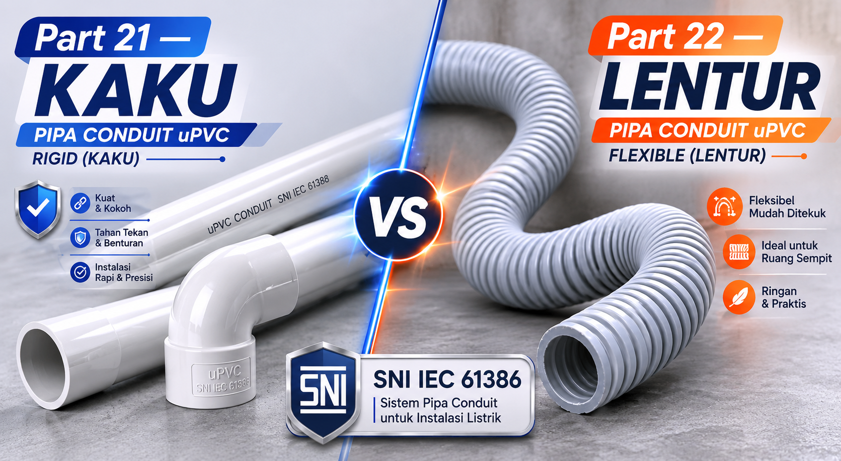 SNI IEC 61386 Pipa Conduit: Konduit Kaku vs Lentur