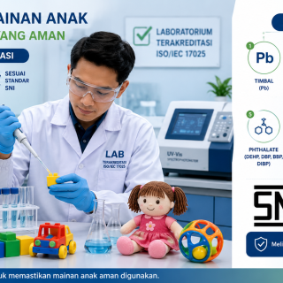 Petugas laboratorium melakukan uji SNI mainan anak untuk memenuhi 8 parameter wajib sebelum produk dijual