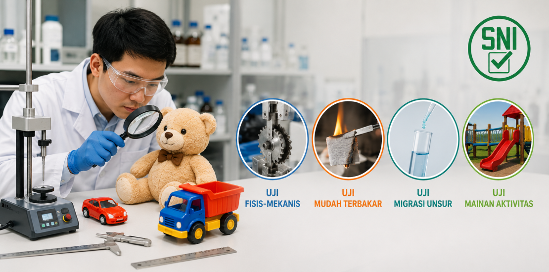 Laboratorium menguji keamanan mainan anak sesuai standar SNI 8124 sebelum sertifikasi